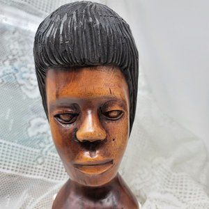 Vintage Hand Carved Woman's Head Figurine